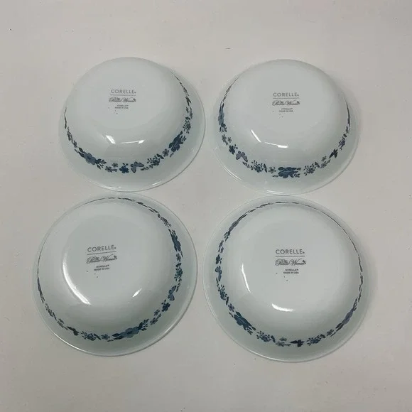 Pioneer Woman Corelle Evie Blue Soup Cereal Bowls Set Of 4 White Floral Lot 2 - Picture 9 of 14